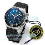 BLS Swiss Replica Breitling Chronomat B01 44mm Green Dial Rubber Strap Watch 
